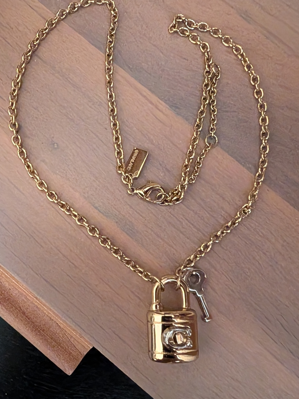 Coach Gold Padlock & Key Pendant Necklace - Picture 2 of 5
